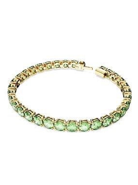 Swarovski Gold-Tone Green Crystal Tennis Bracelet NIB Retail:$269